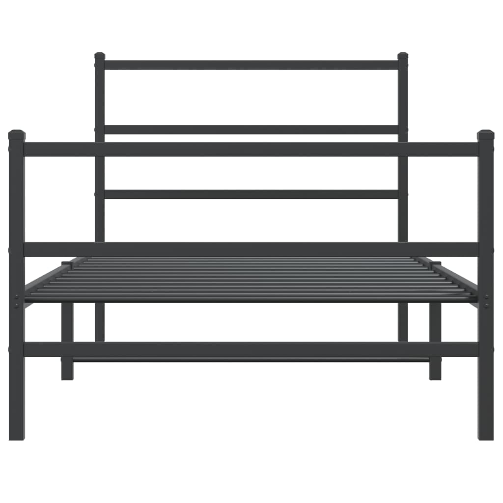 sengeramme med sengegavl og fodgærde 100x200 cm metal sort