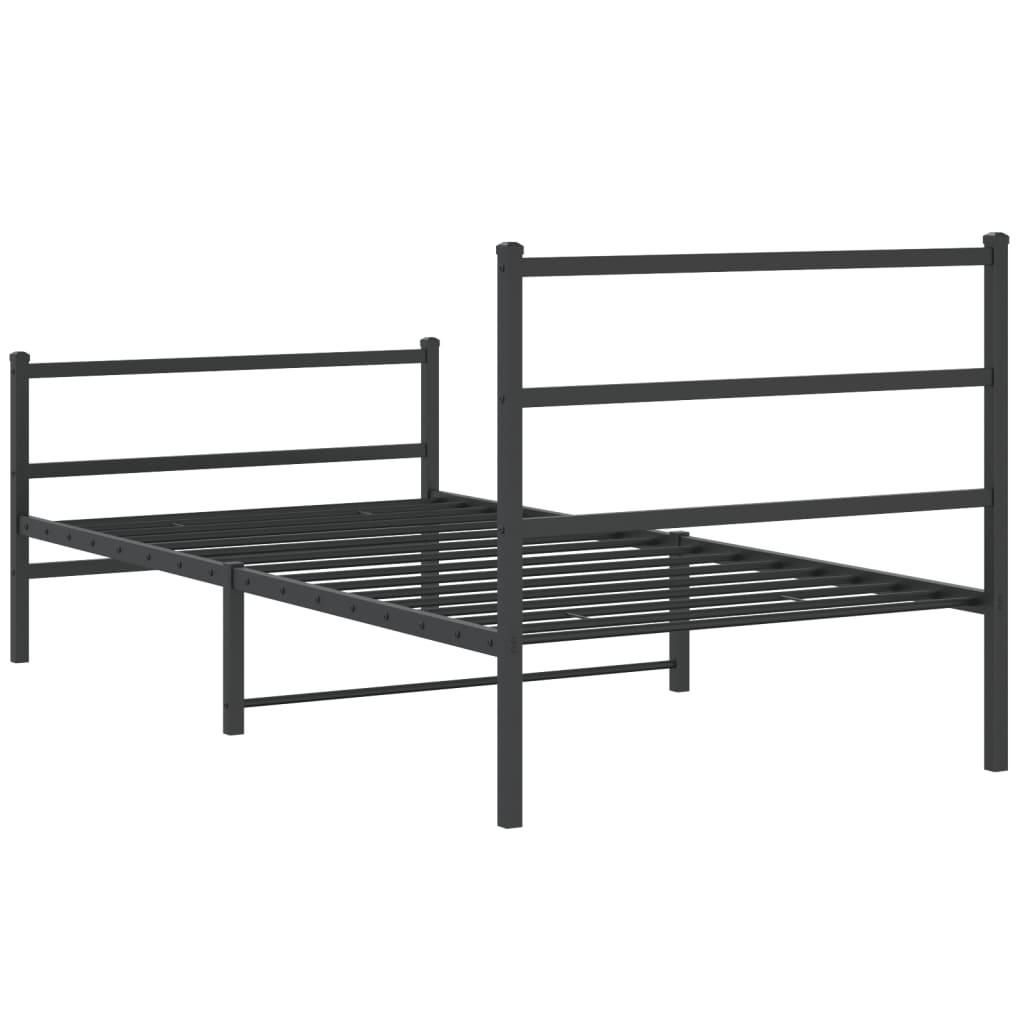 sengeramme med sengegavl og fodgærde 100x200 cm metal sort