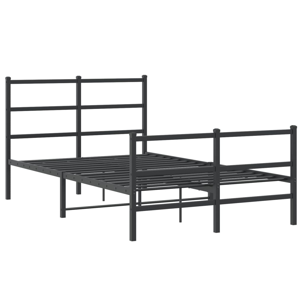 sengeramme med sengegavl og fodgærde 120x190 cm metal sort