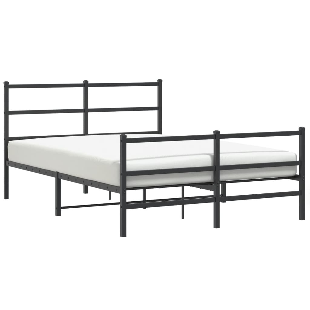 sengeramme med sengegavl og fodgærde 135x190 cm metal sort