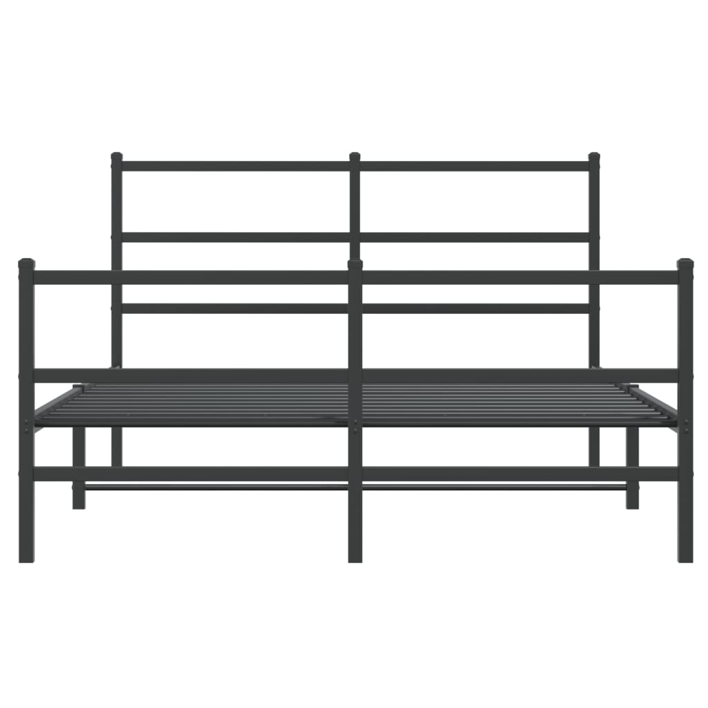 sengeramme med sengegavl og fodgærde 135x190 cm metal sort