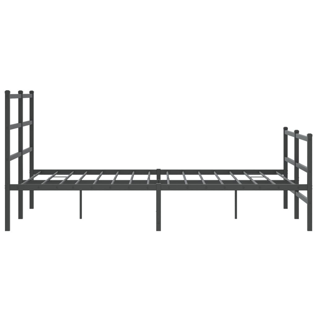 sengeramme med sengegavl og fodgærde 135x190 cm metal sort