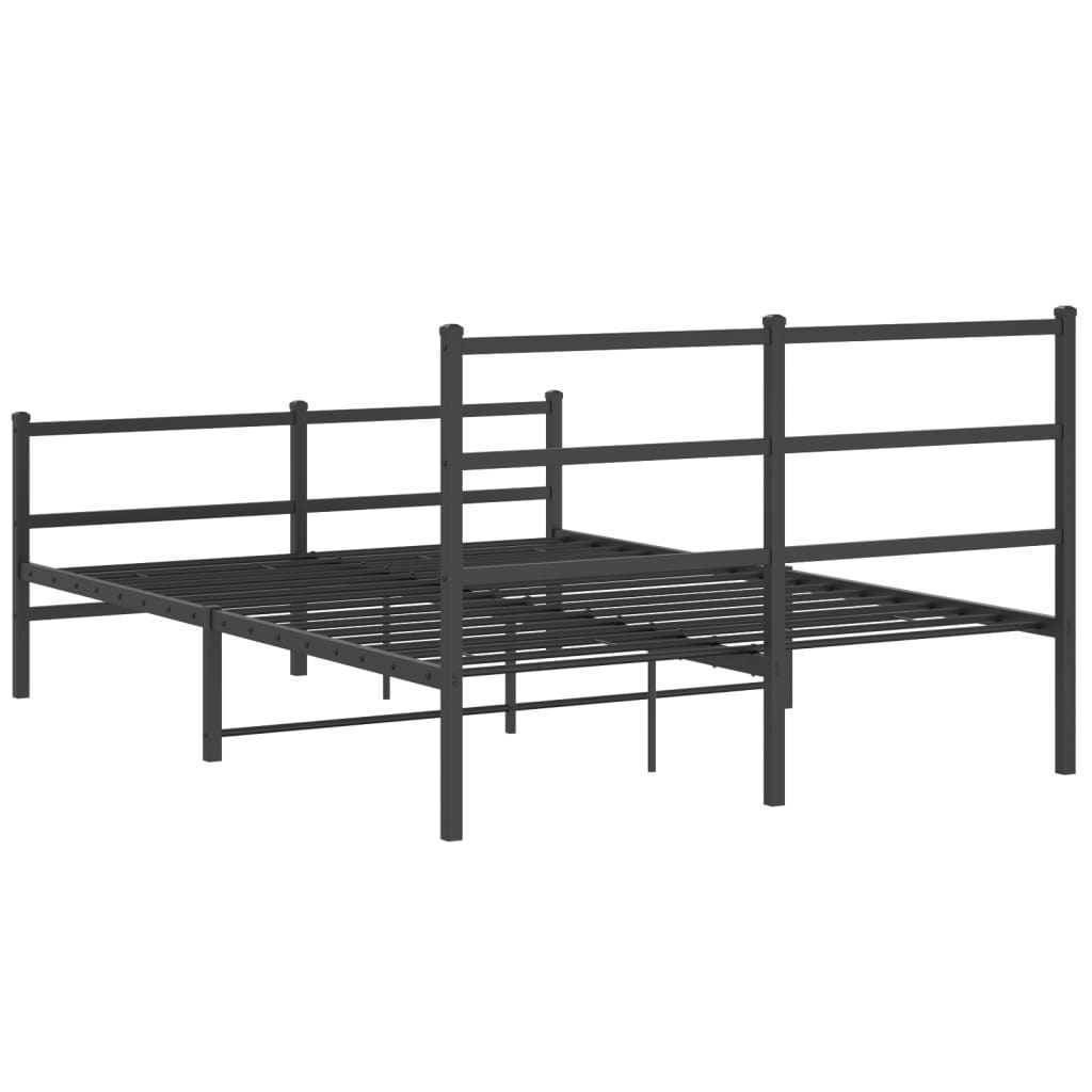 sengeramme med sengegavl og fodgærde 135x190 cm metal sort