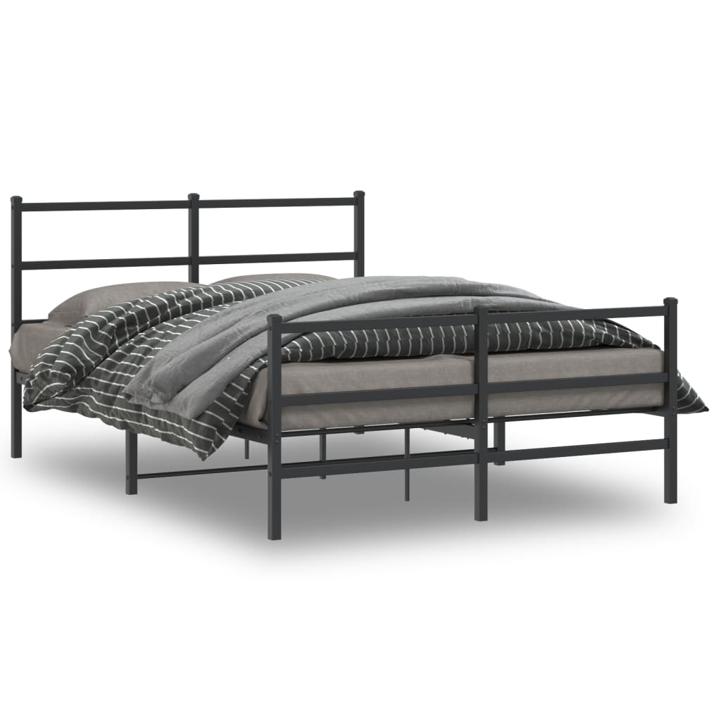 sengeramme med sengegavl og fodgærde 135x190 cm metal sort