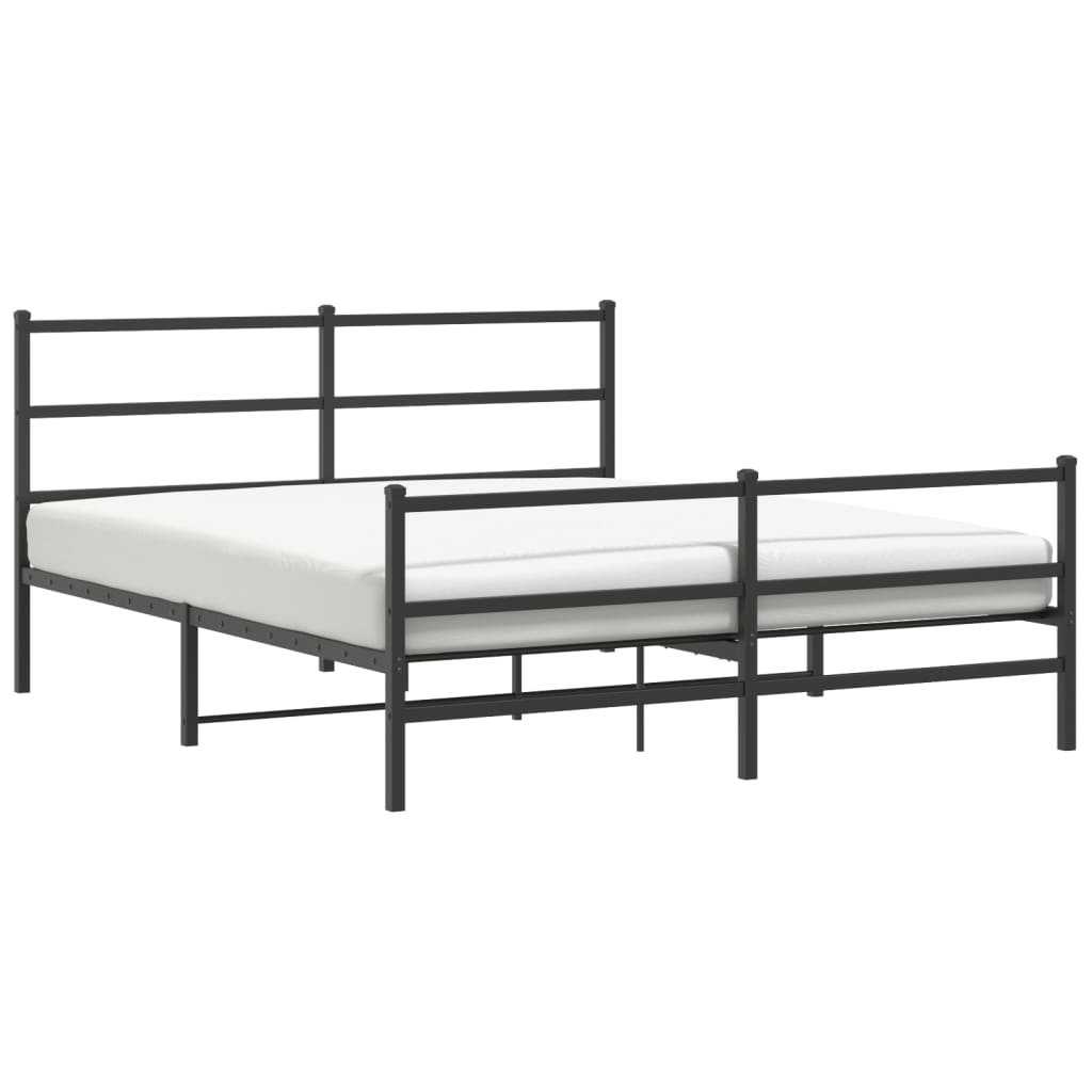 sengeramme med sengegavl og fodgærde 150x200 cm metal sort