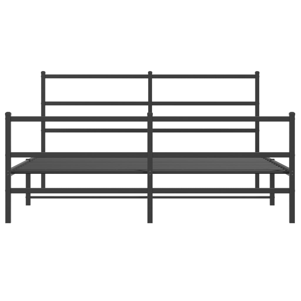 sengeramme med sengegavl og fodgærde 150x200 cm metal sort