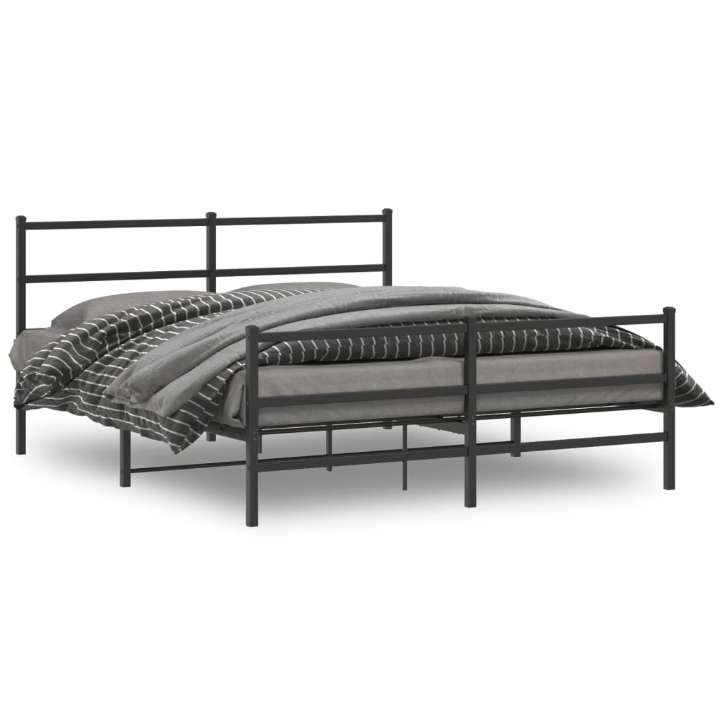 sengeramme med sengegavl og fodgærde 150x200 cm metal sort