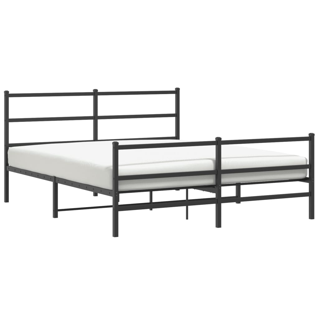 sengeramme med sengegavl og fodgærde 160x200 cm metal sort