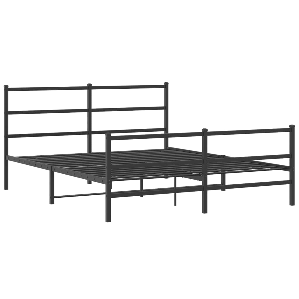 sengeramme med sengegavl og fodgærde 160x200 cm metal sort