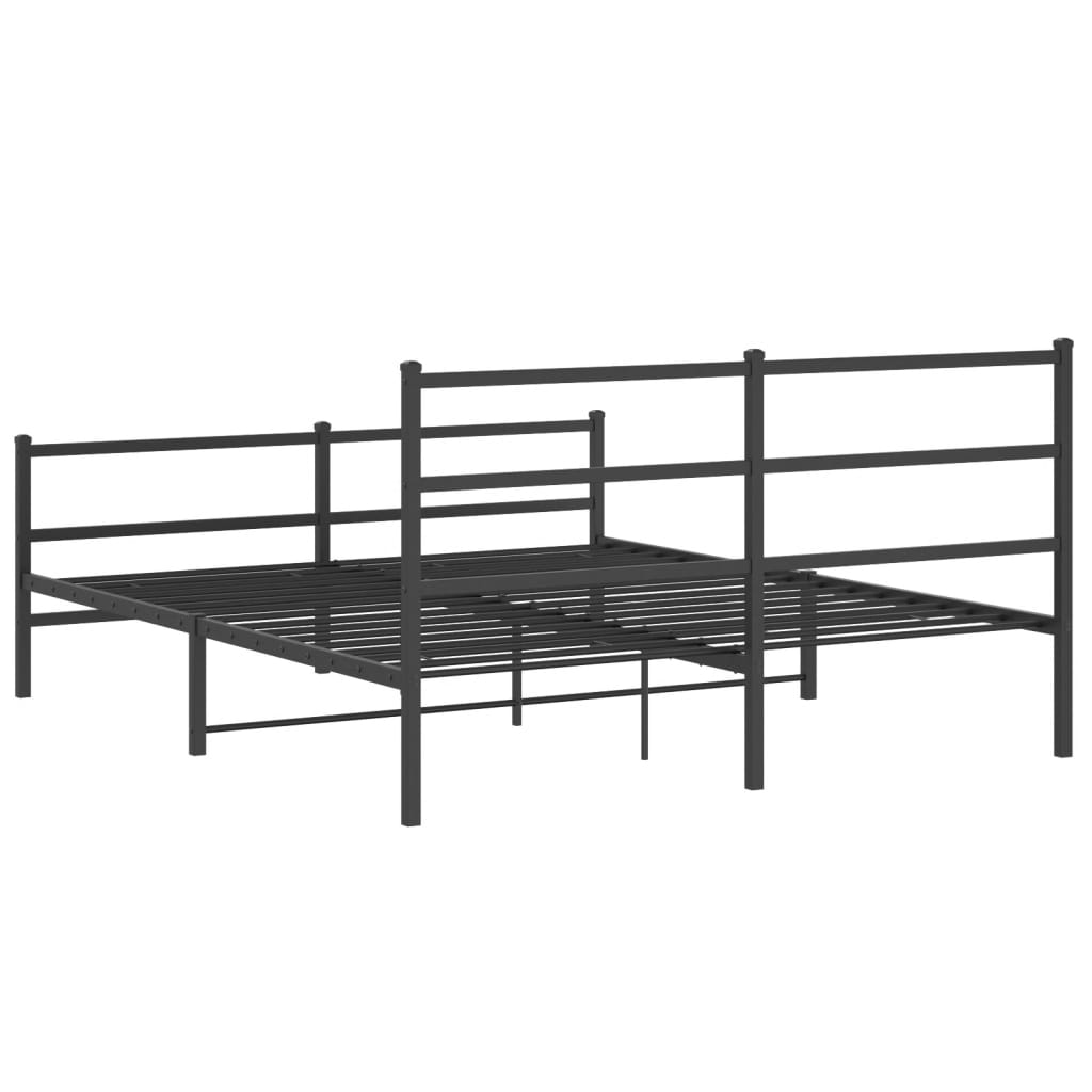 sengeramme med sengegavl og fodgærde 160x200 cm metal sort