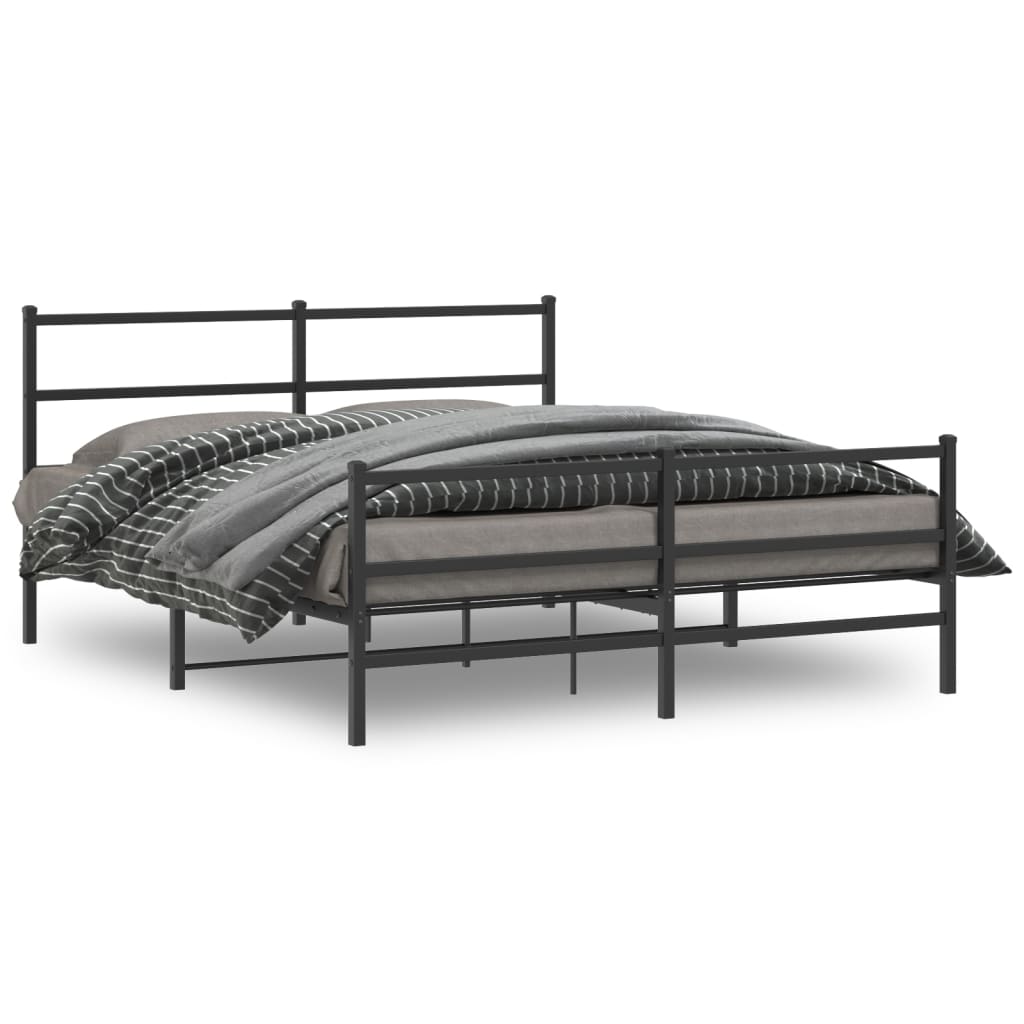 sengeramme med sengegavl og fodgærde 160x200 cm metal sort