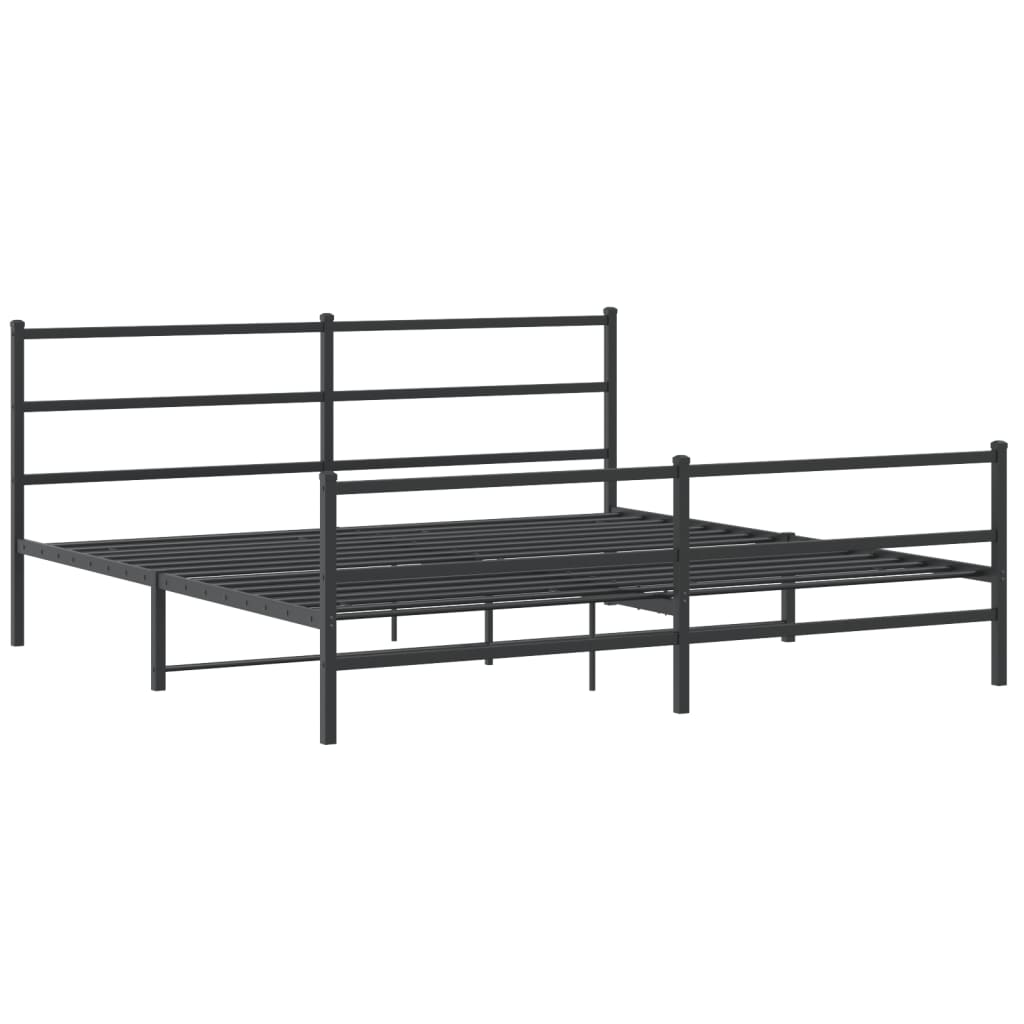 sengeramme med sengegavl og fodgærde 180x200 cm metal sort