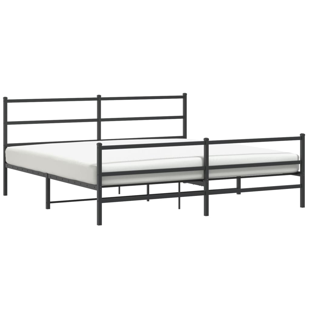 sengeramme med sengegavl og fodgærde 183x213 cm metal sort