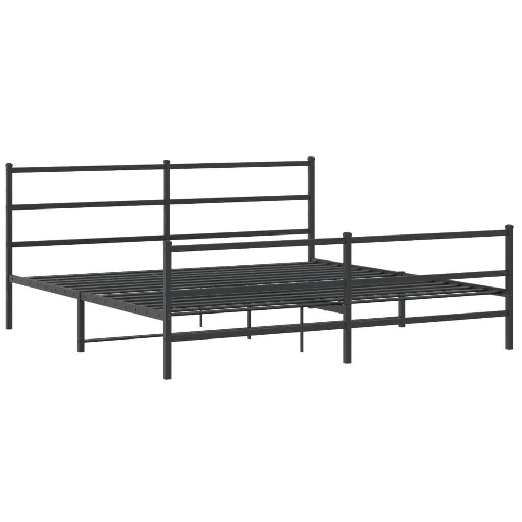 sengeramme med sengegavl og fodgærde 183x213 cm metal sort