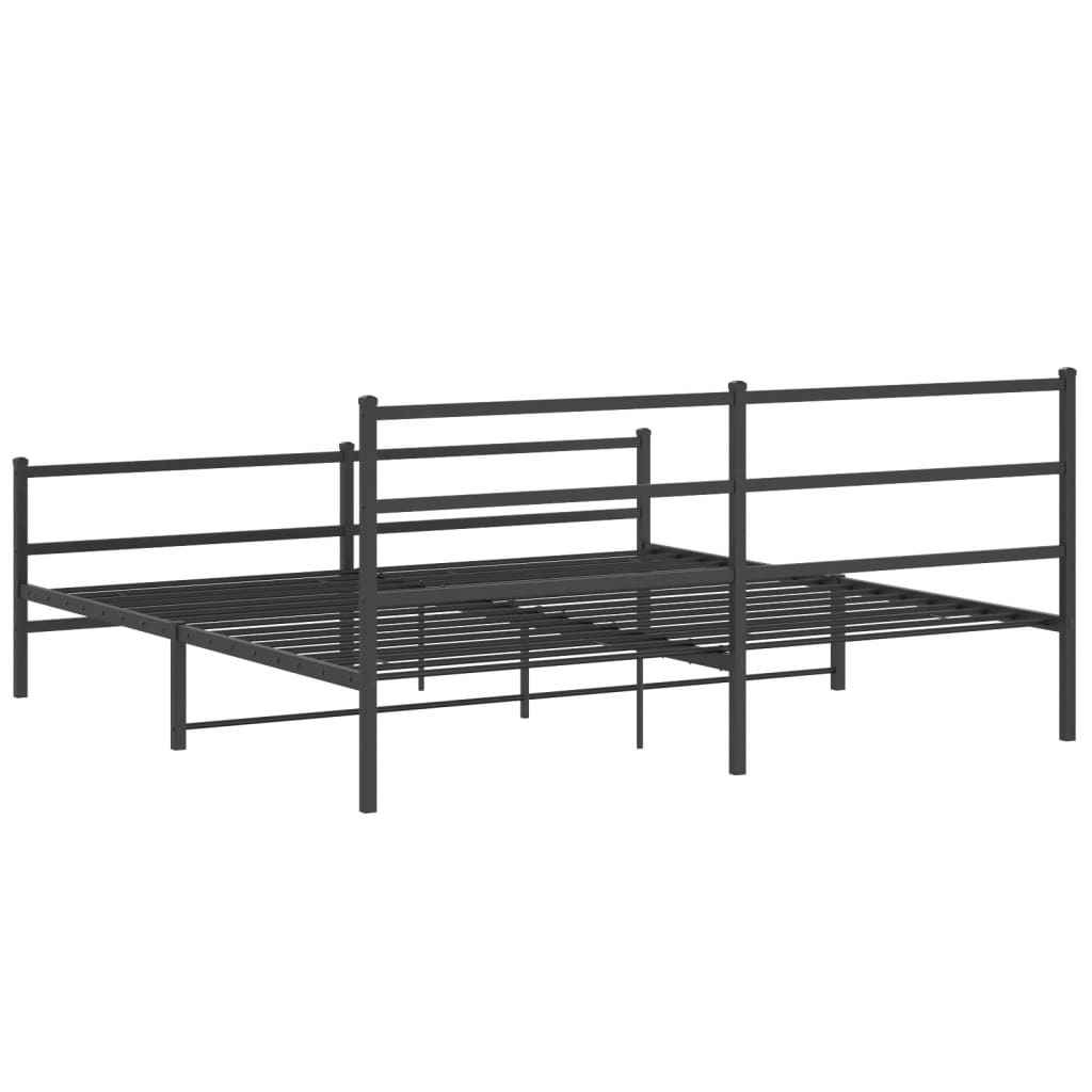 sengeramme med sengegavl og fodgærde 183x213 cm metal sort