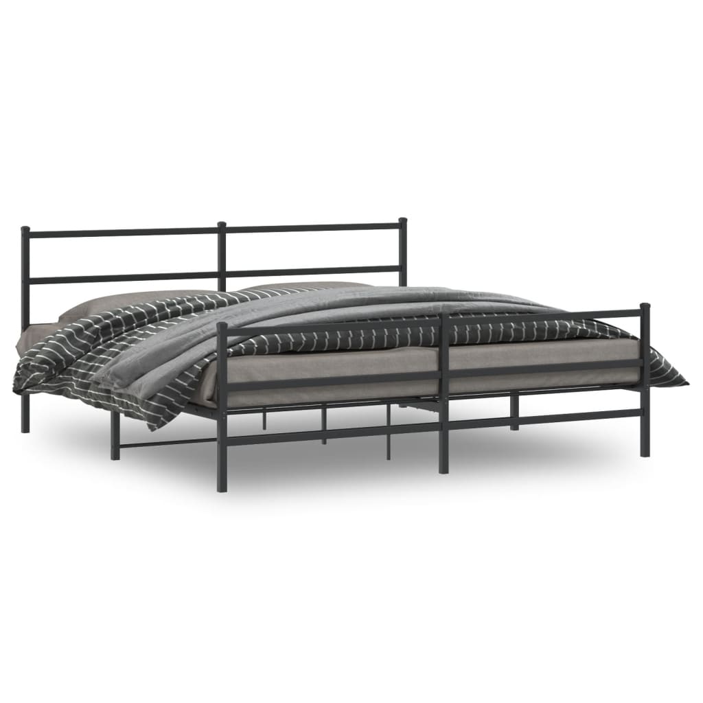 sengeramme med sengegavl og fodgærde 183x213 cm metal sort