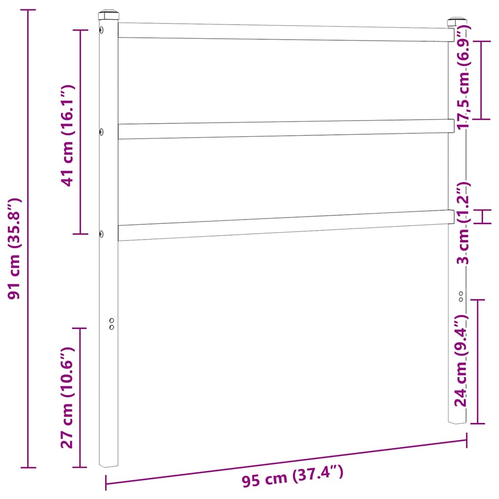 udskiftningsgavl 90 cm metal sort