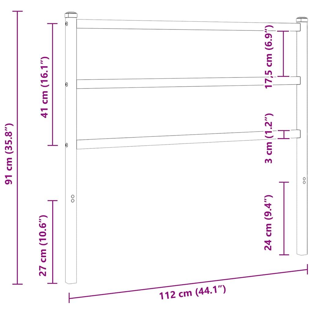 udskiftningsgavl 107 cm metal sort