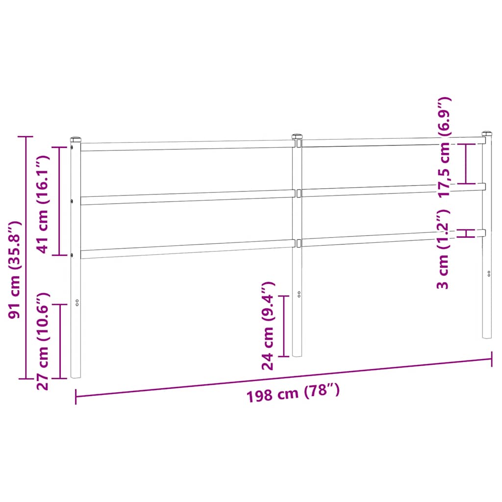 udskiftningsgavl 193 cm metal sort
