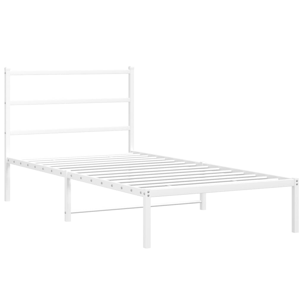 sengeramme med sengegavl 100x190 cm metal hvid