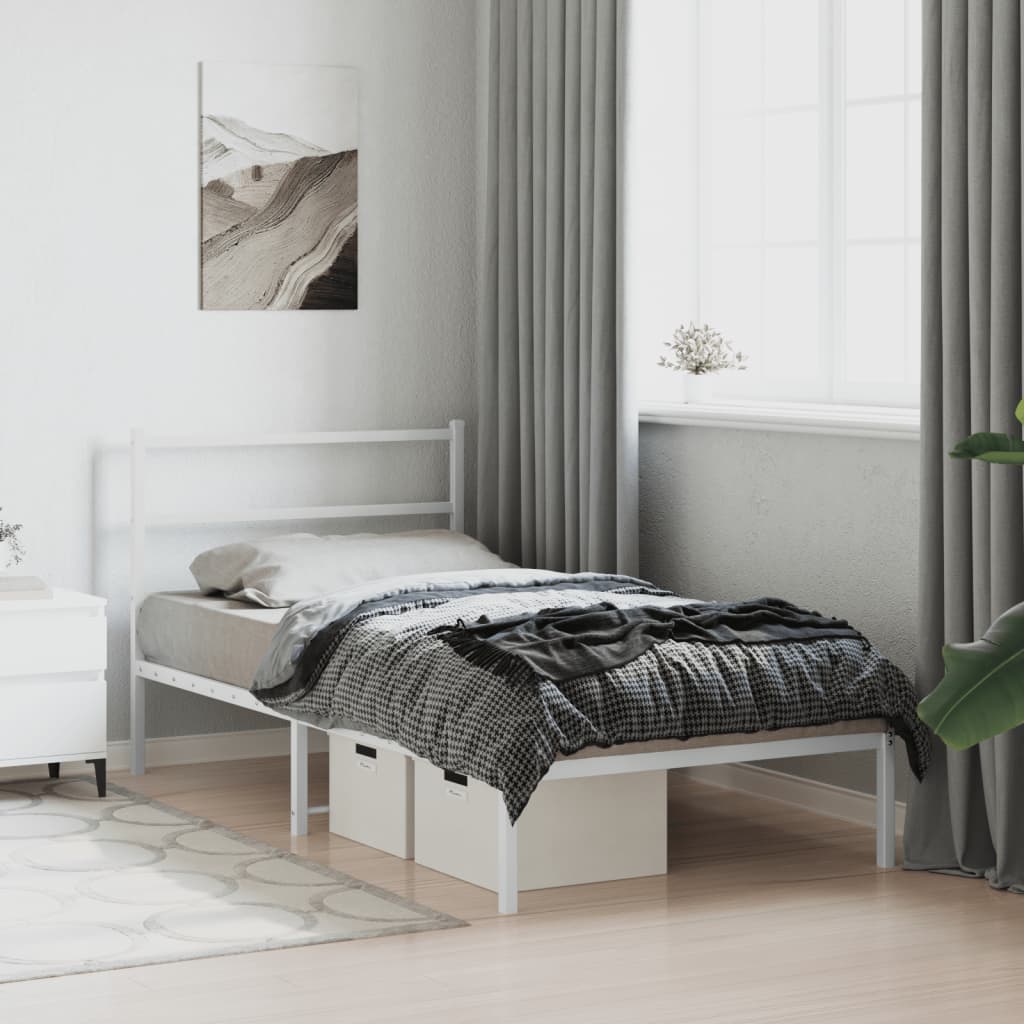 sengeramme med sengegavl 100x190 cm metal hvid