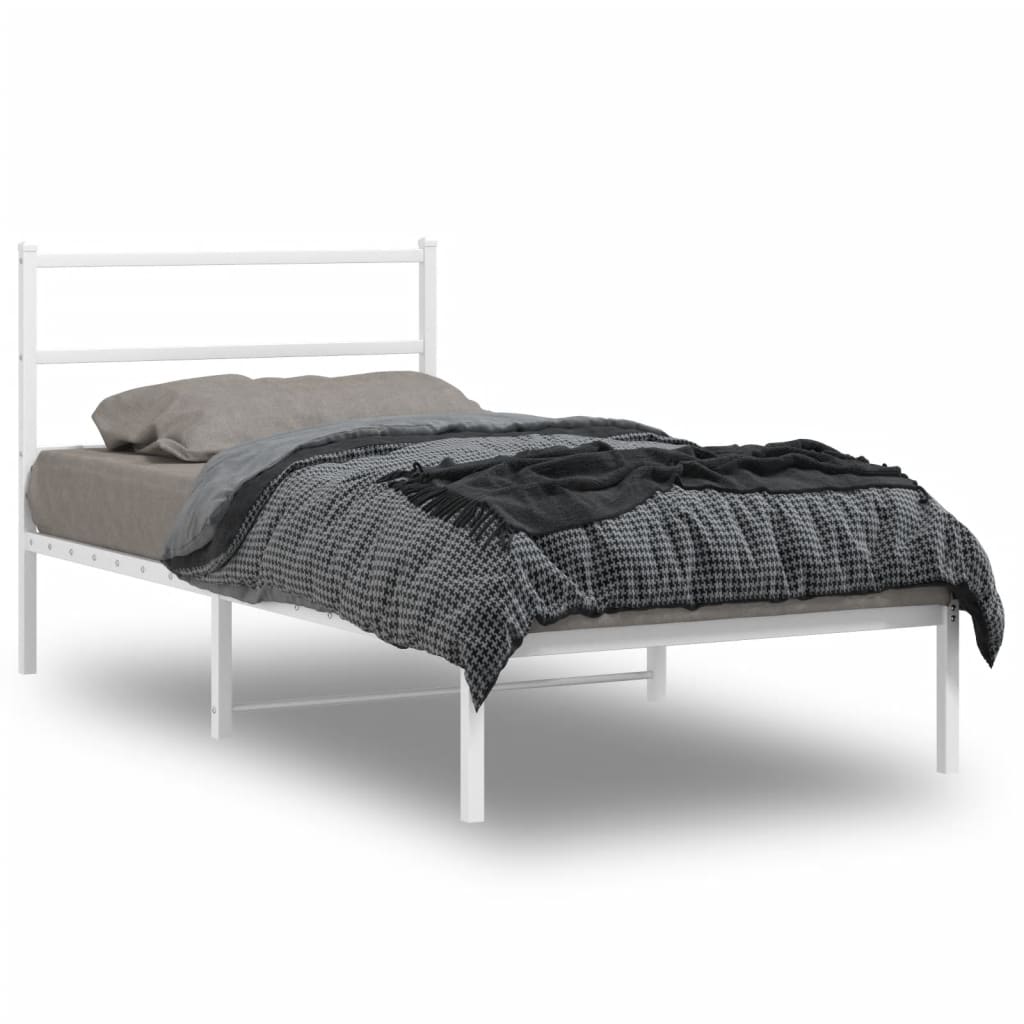 sengeramme med sengegavl 100x190 cm metal hvid