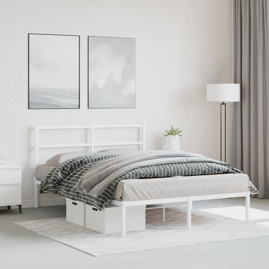 sengeramme med sengegavl 135x190 cm metal hvid