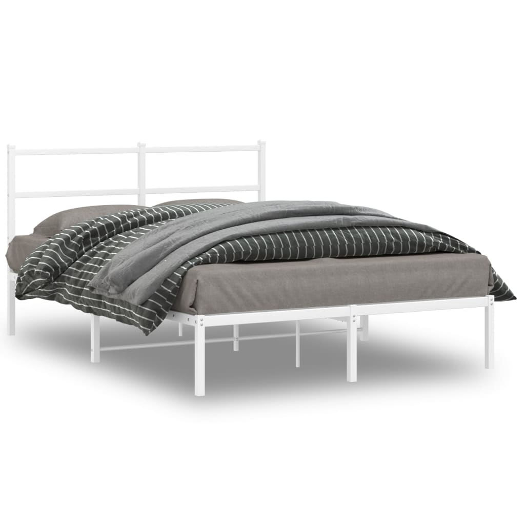 sengeramme med sengegavl 135x190 cm metal hvid