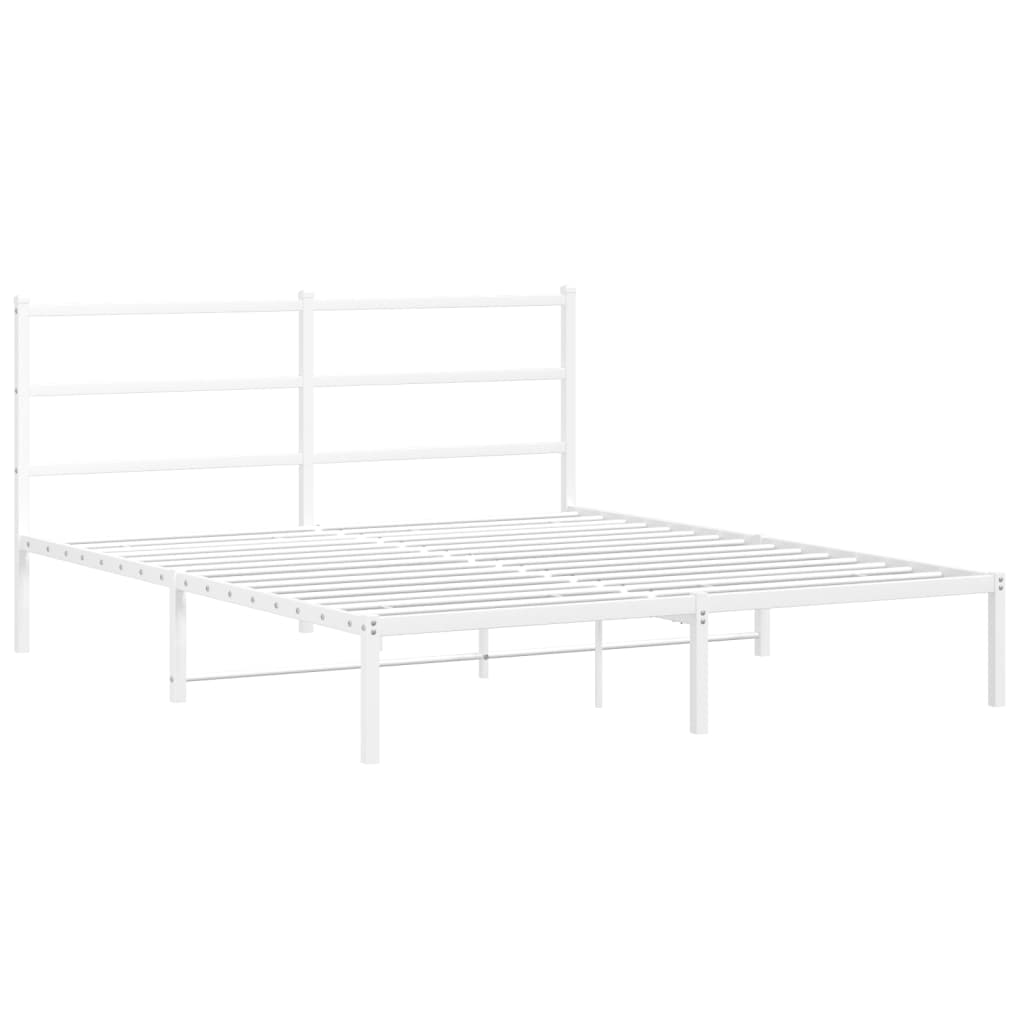 sengeramme med sengegavl 160x200 cm metal hvid
