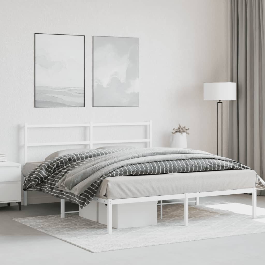 sengeramme med sengegavl 160x200 cm metal hvid