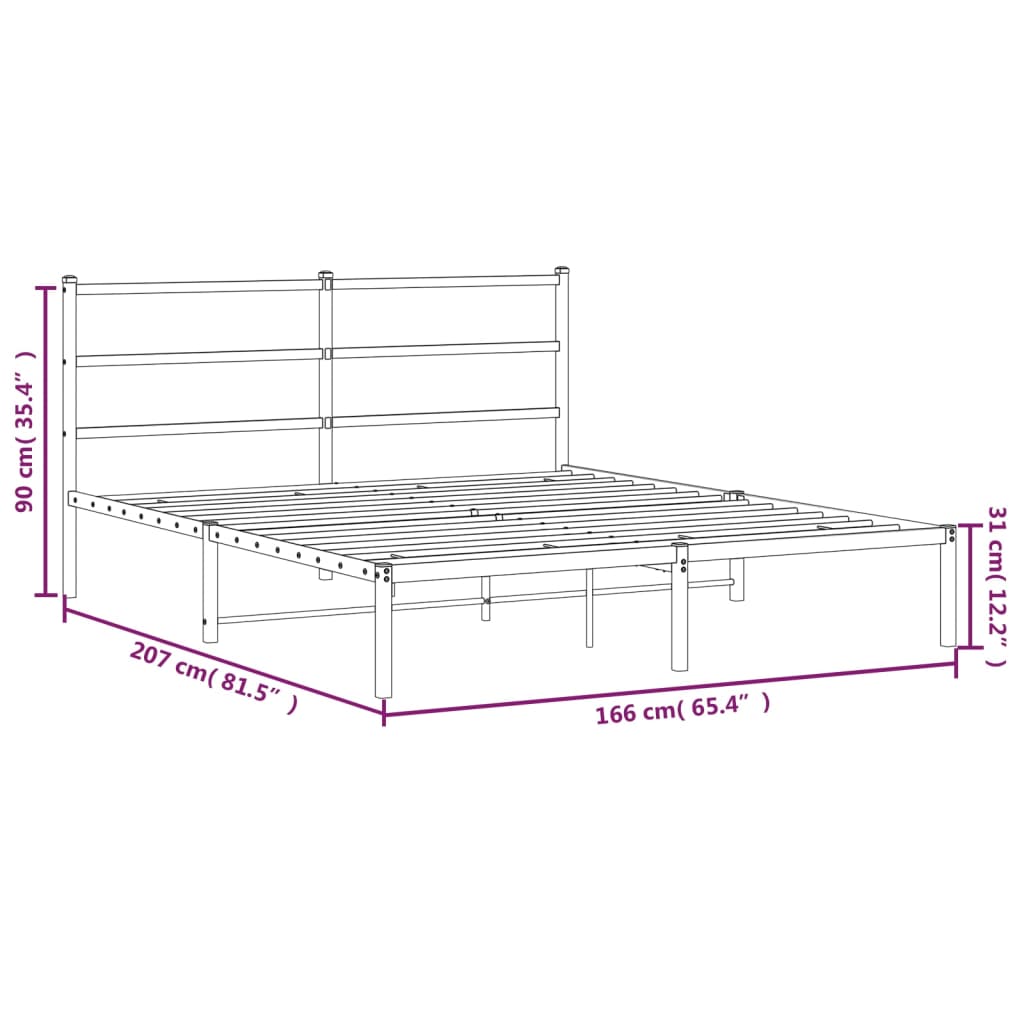 sengeramme med sengegavl 160x200 cm metal hvid