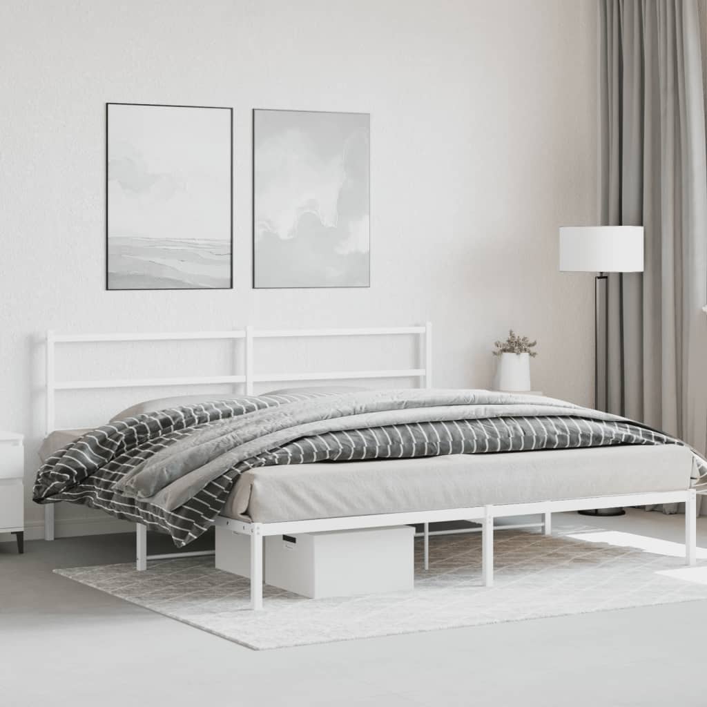 sengeramme med sengegavl 180x200 cm metal hvid