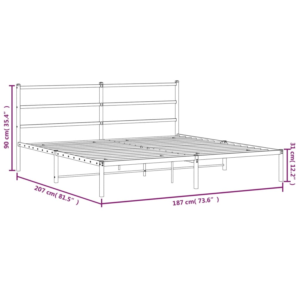 sengeramme med sengegavl 180x200 cm metal hvid