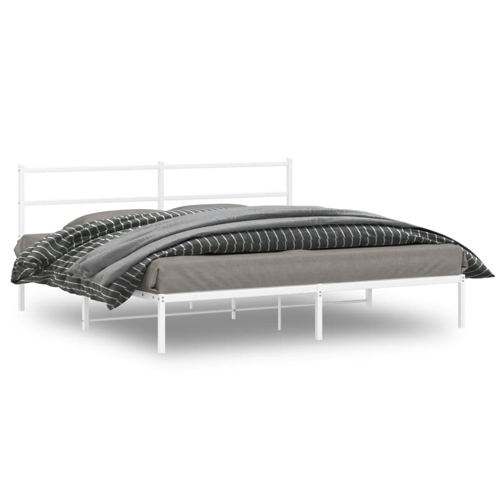 sengeramme med sengegavl 180x200 cm metal hvid