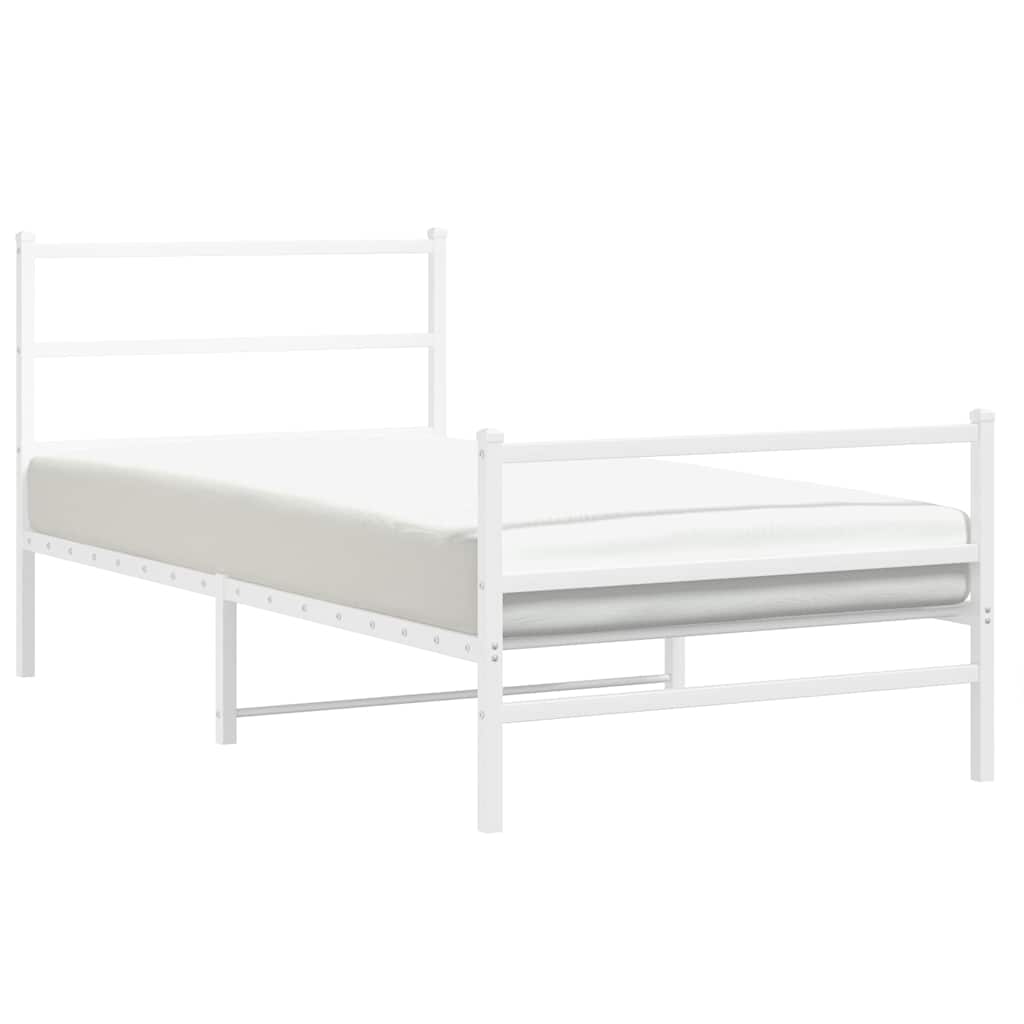 sengeramme med sengegavl og fodgærde 100x200 cm metal hvid