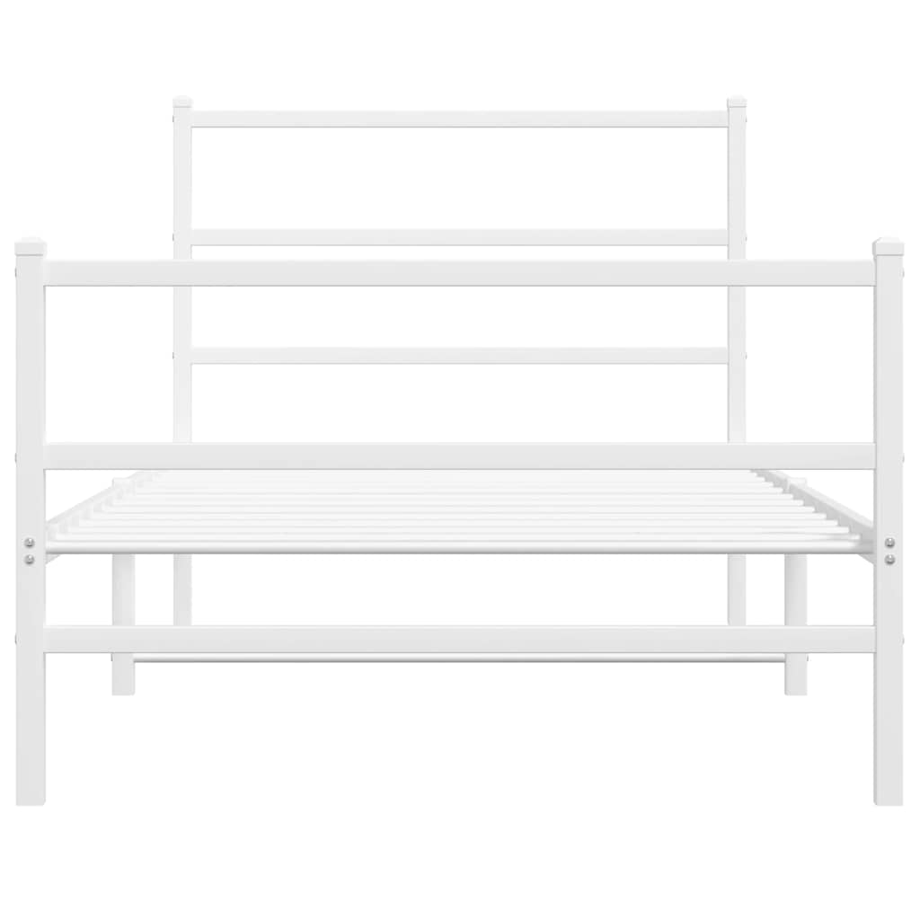sengeramme med sengegavl og fodgærde 100x200 cm metal hvid