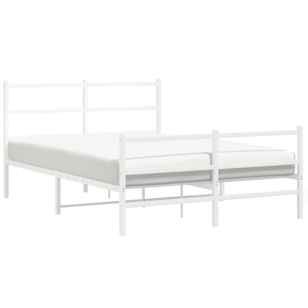 sengeramme med sengegavl og fodgærde 135x190 cm metal hvid