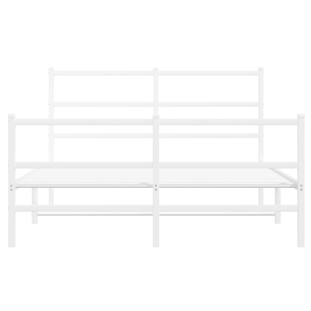 sengeramme med sengegavl og fodgærde 135x190 cm metal hvid