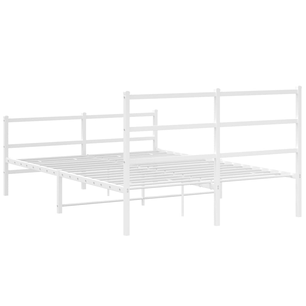 sengeramme med sengegavl og fodgærde 135x190 cm metal hvid