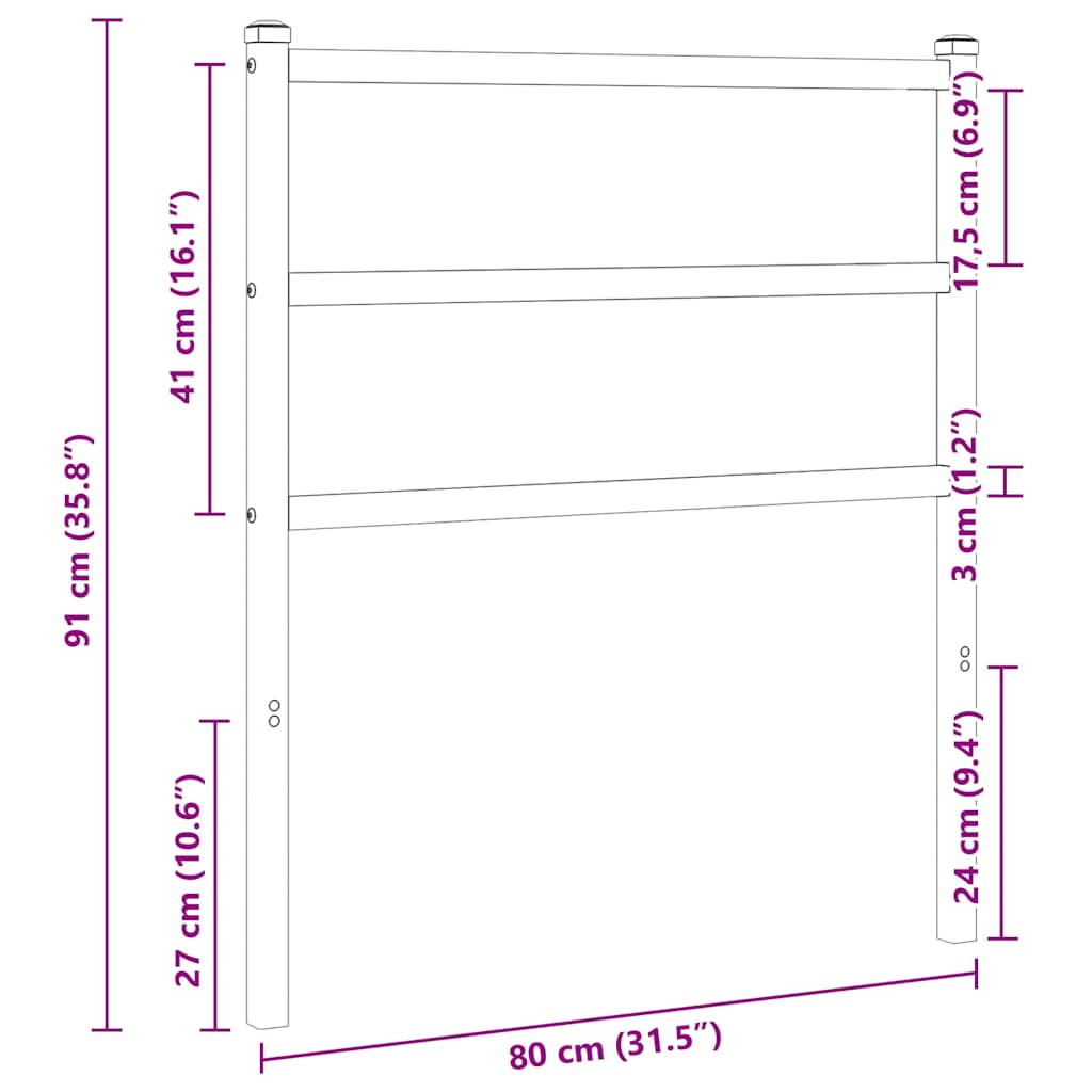 udskiftningsgavl 75 cm metal hvid