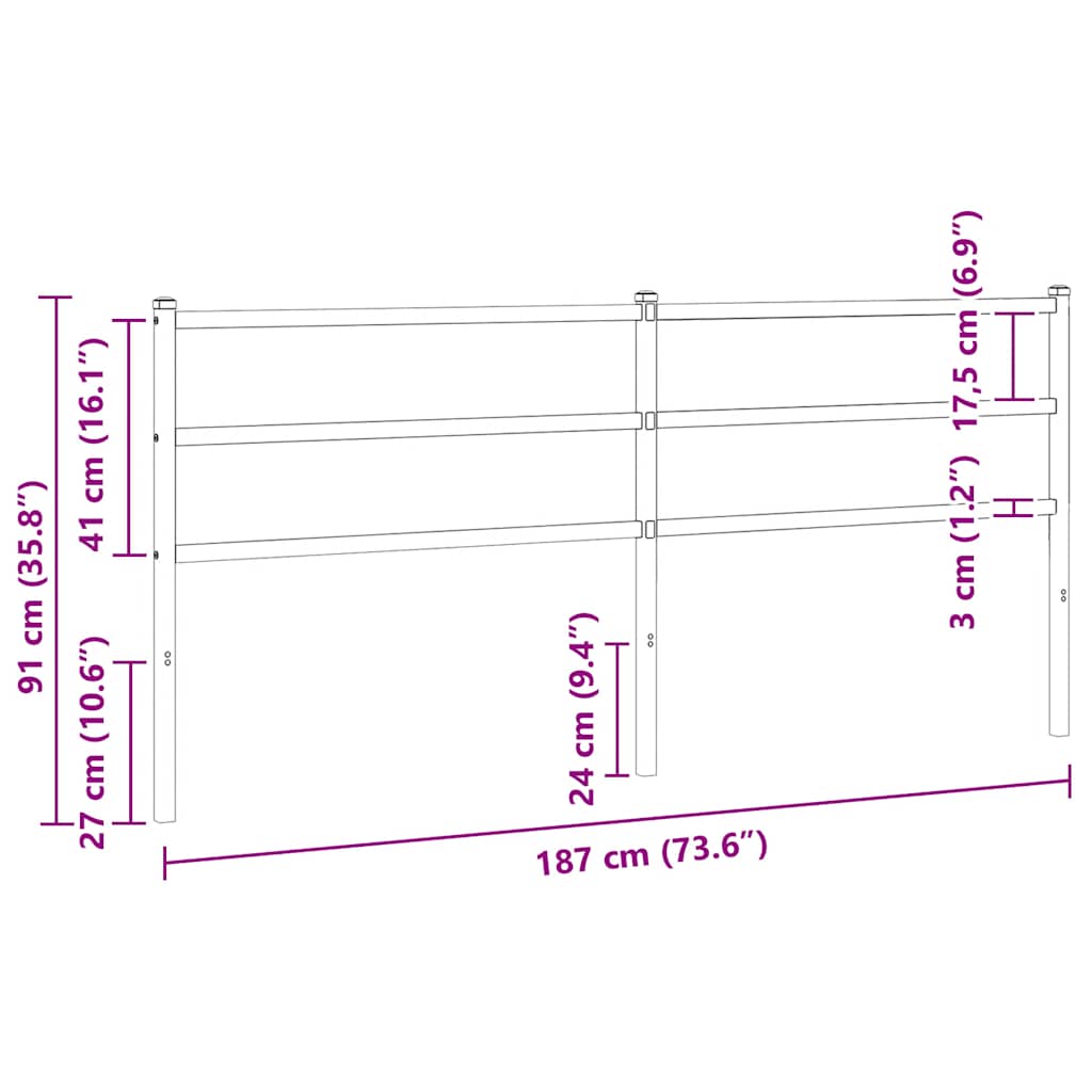 udskiftningsgavl 180 cm metal hvid