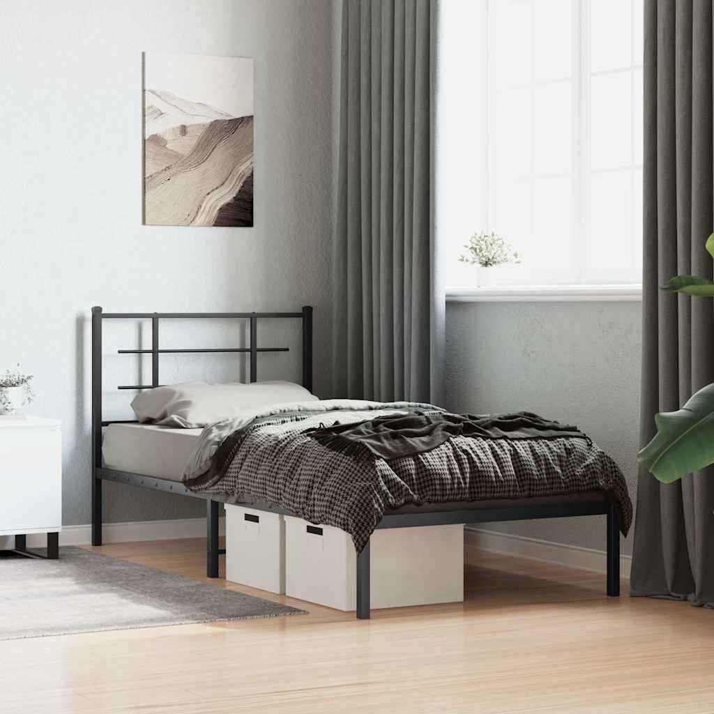 sengeramme med sengegavl 90x200 cm metal sort