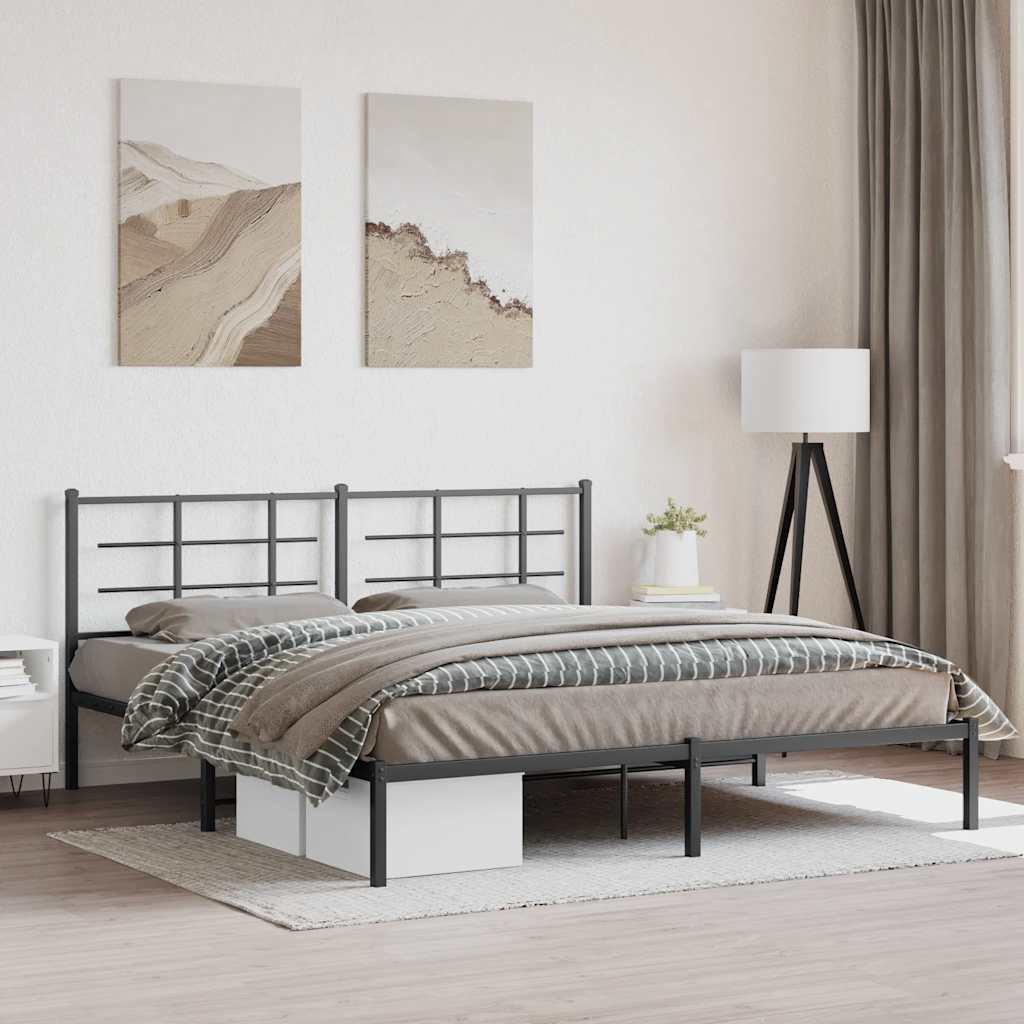 sengeramme med sengegavl 183x213 cm metal sort