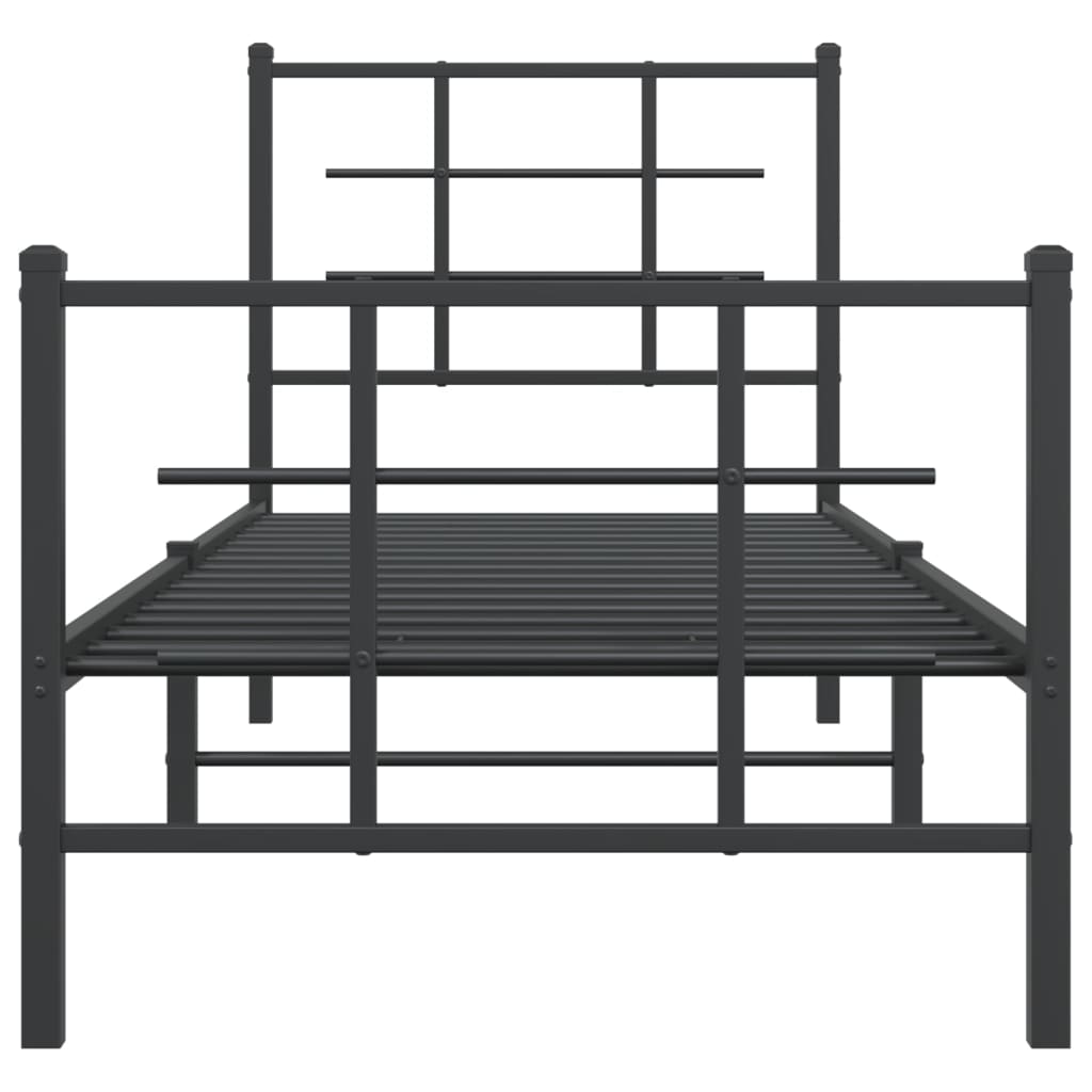 sengeramme med sengegavl og fodgærde 75x190 cm metal sort