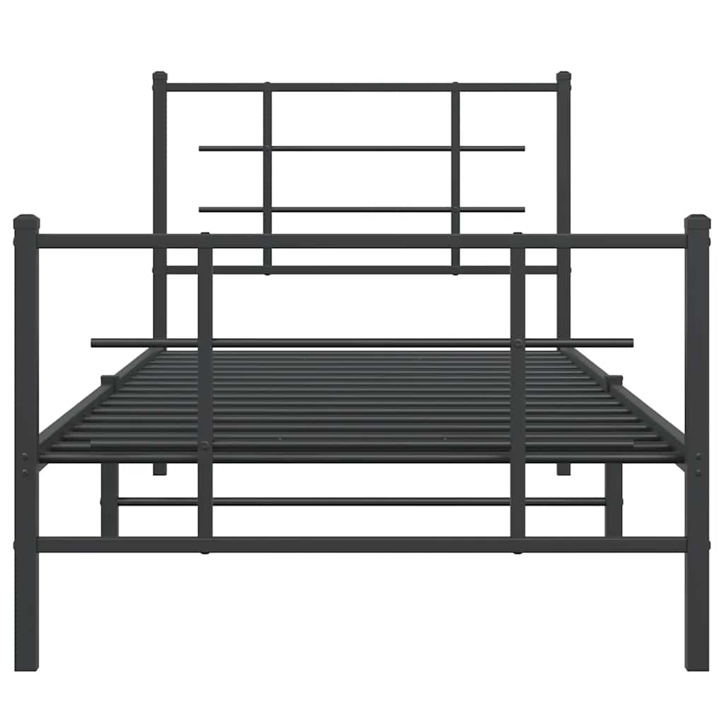 sengeramme med sengegavl og fodgærde 90x200 cm metal sort