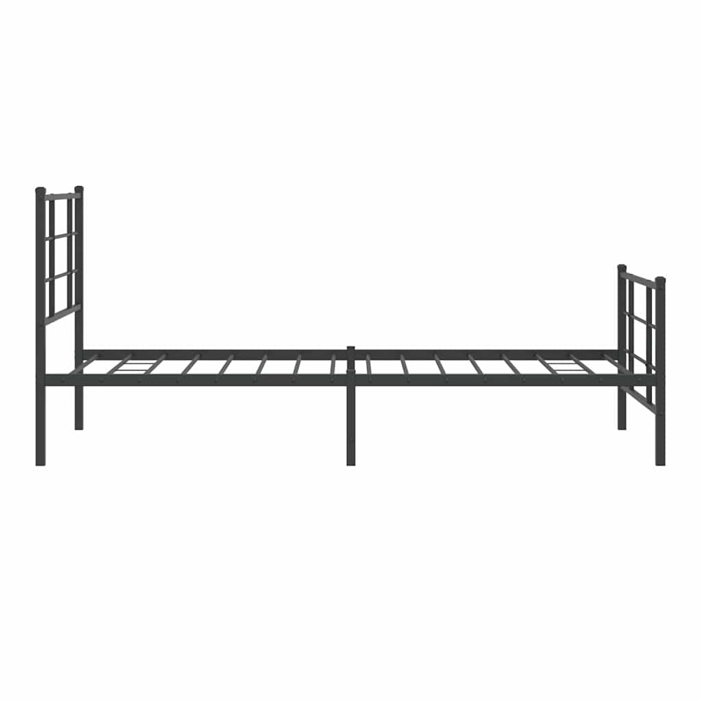 sengeramme med sengegavl og fodgærde 90x200 cm metal sort