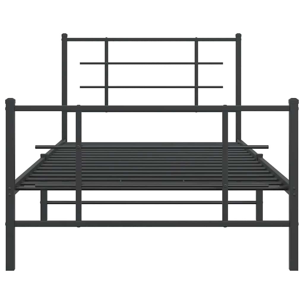 sengeramme med sengegavl og fodgærde 107x203 cm metal sort