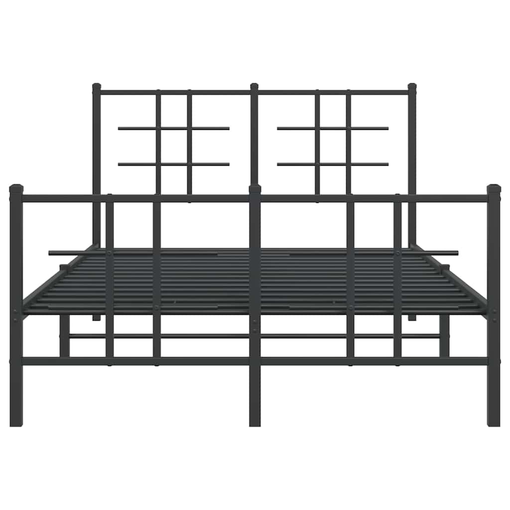 sengeramme med sengegavl og fodgærde 120x190 cm metal sort