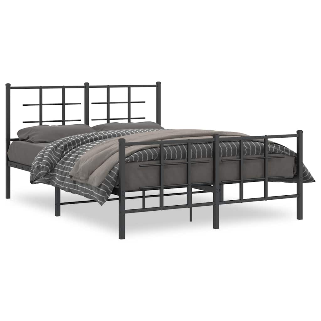 sengeramme med sengegavl og fodgærde 140x190 cm metal sort
