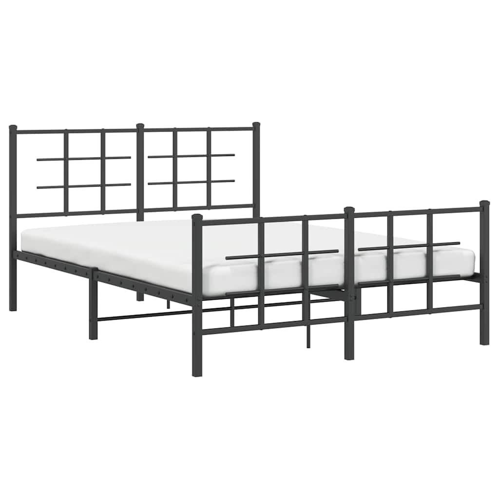 sengeramme med sengegavl og fodgærde 140x190 cm metal sort